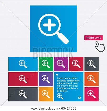 Magnifier glass sign icon. Zoom tool. Navigation