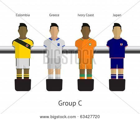 Table football, soccer players. Group C - Colombia, Greece, Ivory Coast, Japan