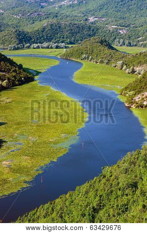 Crnojevica River flowing into Lake Skadar National Park, Montenegro