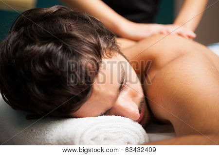 Man having a massage in a spa