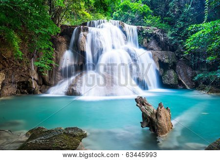 Huay Mae Kamin Waterfall At Kanchanaburi Province, Thailand