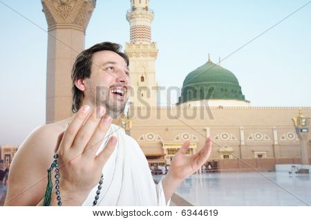 Lidé na svatou islámskou povinností v Madina, Saúdská Arábie