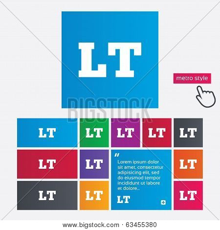 Lithuanian language sign icon. LT translation