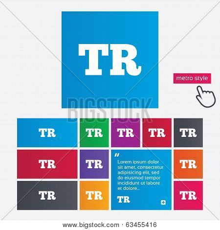 Turkish language sign icon. TR translation