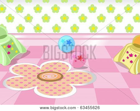Baby Room with Flowers Print Wall Decoration