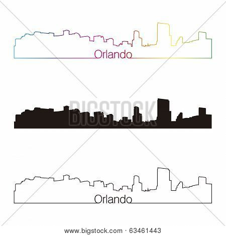 Orlando Skyline Linear Style With Rainbow