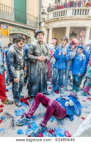 Flour War In Berga, Spain