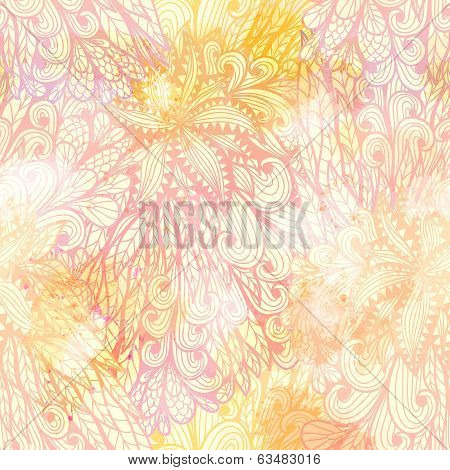 Seamless Floral Grunge  Beige Gradient Pattern. Eps10