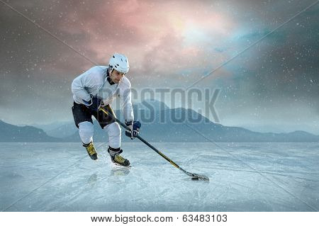 Ice hockey player on the ice.
