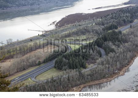 Interstate 84 Freeway Along Columbia River