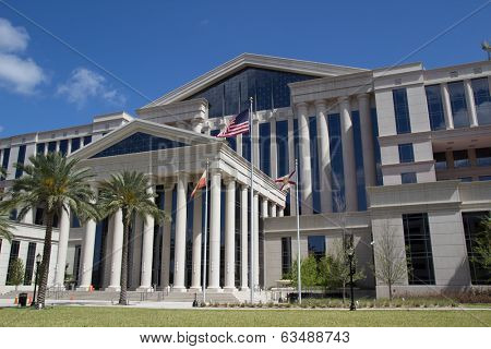 JACKSONVILLE, FL - APRIL 13, 2014: The new Duval County Courthouse in Jacksonville. Construction for the new courthouse began in 2009 and was completed in 2012.