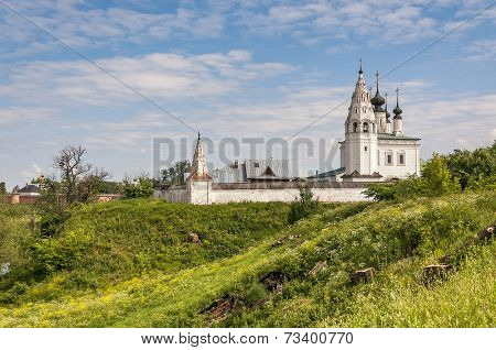 Vosnesenskiy temple of 1695 in Alexandrovskiy monastery at Suzdal in summer. Russia