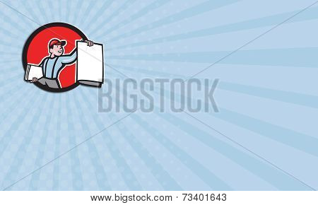 Business Card Newsboy Selling Newspaper Circle Cartoon