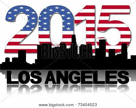 Los Angeles skyline 2015 flag text vector illustration