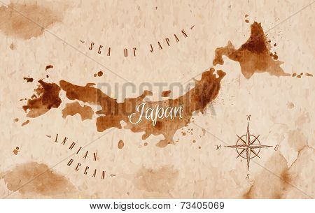 Map Japan retro