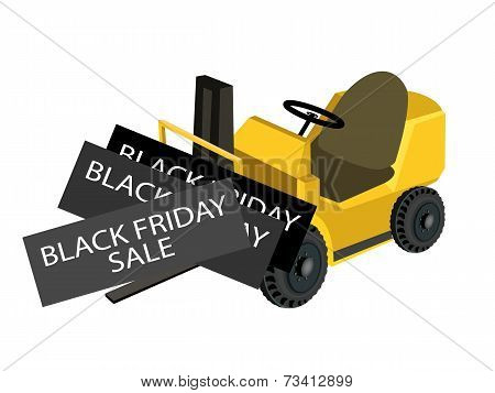 A Forklift Truck Loading Black Friday Card
