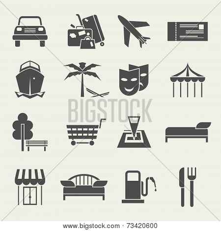 Icons Vacation And Travel In A Flat Style