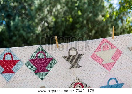 Handmade quilt from vintage fabric in Colorado.