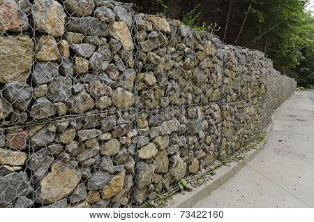 Road with a supporting wall from stone in Vitosha mountain