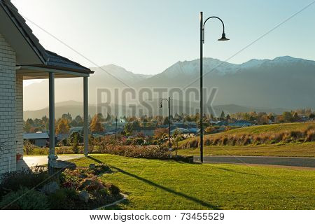 Sunset in Te Anau, South Island, New Zealand.