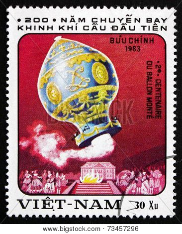 Postage Stamp Vietnam 1983 Hot-air Balloon By Montgolfier