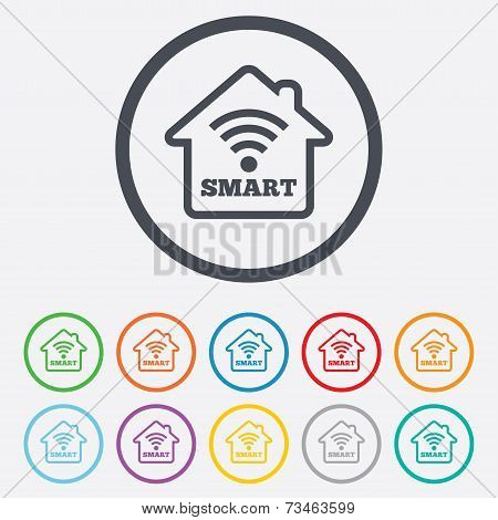 Smart home sign icon. Smart house button.
