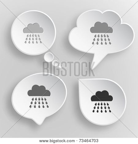 Rain. White flat vector buttons on gray background.
