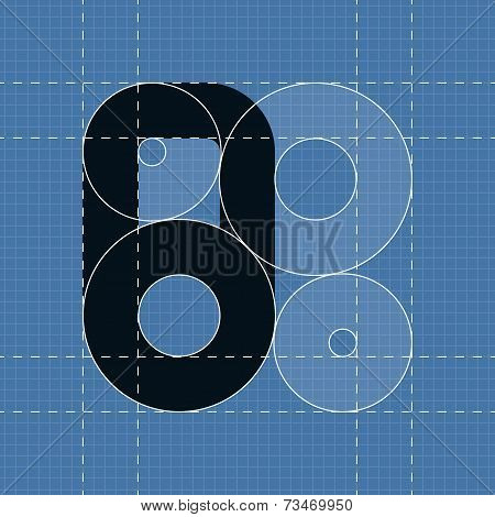 Round engineering font. Symbol 8