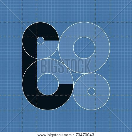 Round engineering font. Symbol C