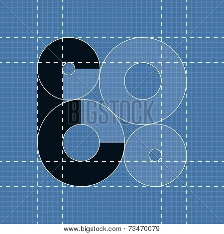 Round engineering font. Symbol E