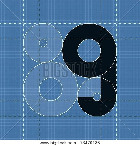 Round engineering font. Symbol G