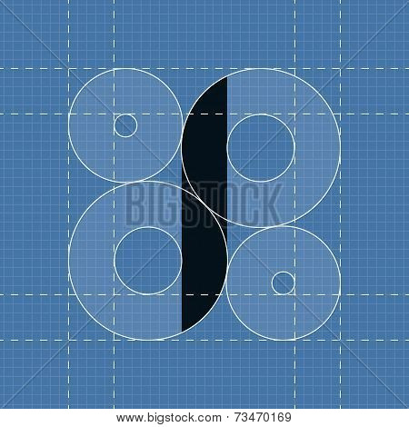 Round engineering font. Symbol I
