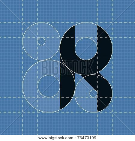 Round engineering font. Symbol K