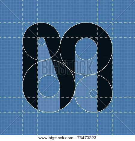 Round engineering font. Symbol M
