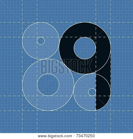 Round engineering font. Symbol Q