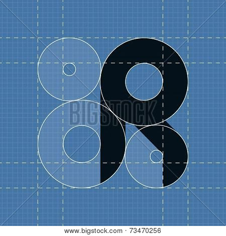Round engineering font. Symbol R