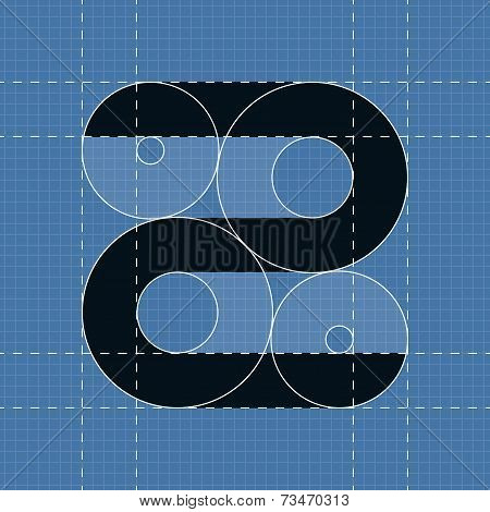 Round engineering font. Symbol Z