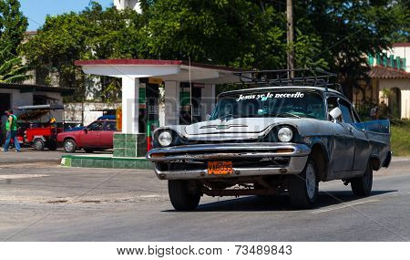 HAVANA,CUBA - June 27, 2014: a classic car on the road in havana