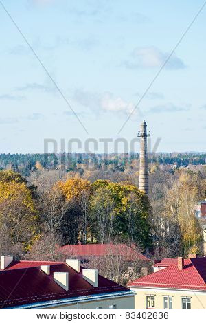 Small Town Panoramic View From Above In The Autumn