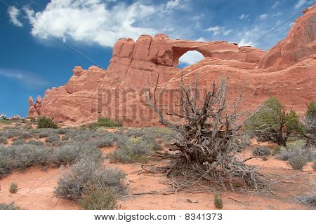 Panorama oblouk v národním parku Arches, Utha, Usa