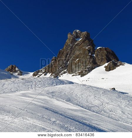 Ski Slope And Mountain Peak