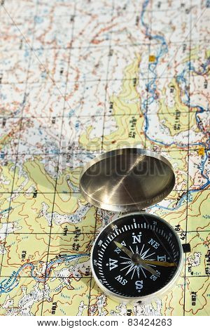 Travel Compass And Map Symbols Adventures.