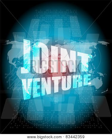 Joint Venture Words On Digital Screen Background With World Map