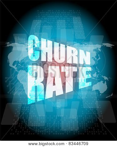 Business Concept: Words Churn Rate On Digital Screen