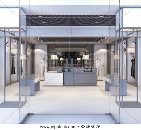 Shop with glass windows and doors