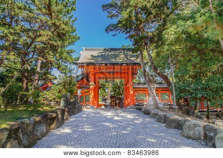 The gate of Sumiyoshi Grand Shrine (Sumiyoshi-taisha) in Osaka