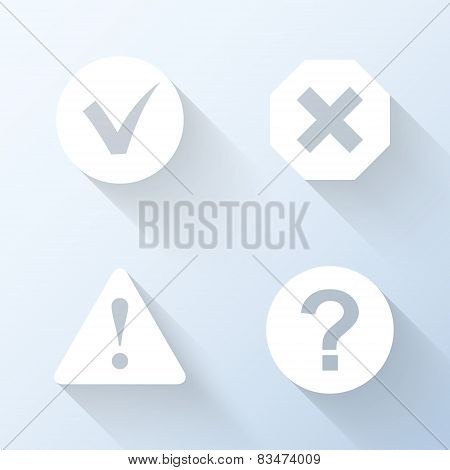 Flat Information Icons With Long Shadows. Vector Illustration