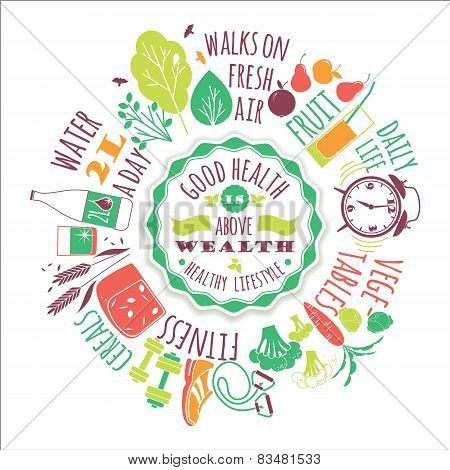 Healthy lifestyle vector illustration.