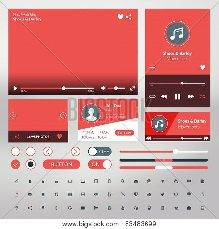 Set Of Flat Design Ui Elements For Website And Mobile Applications
