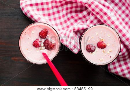 Fresh Homemade Smoothie With Strawberry And Banana